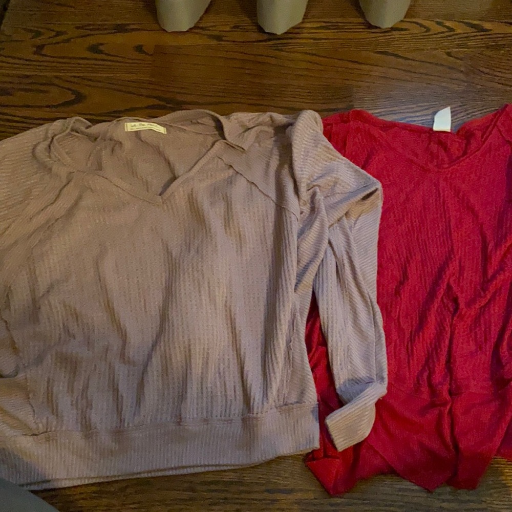 2 free people waffle long sleeve shirts